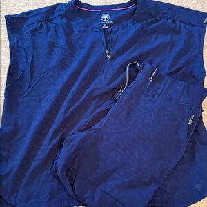 Healing Hands Navy Scrub set. Top XL. Pants large joggers.
